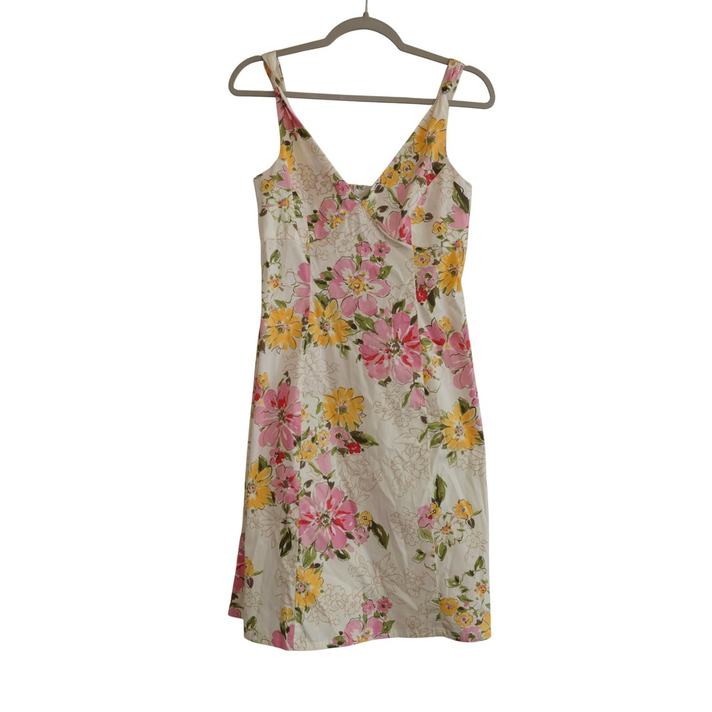 Vintage‎ Eddie Bauer 90s Floral Sun Dress Pink Yellow Cotton Blend Cottagecore